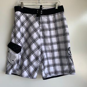 MICROS Black/White Swim Board Shorts Men's Sz 32
